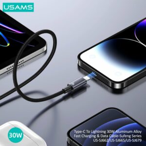 Cáp sạc nhanh và truyền dữ liệu Type C to Lightning USAMS SJ662