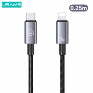 Cáp sạc USAMS US-SJ679 Type-C To Lightning 30W Aluminum Alloy Fast Charging & Data Cable -Sufeng Series 0.25m