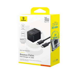 Bộ Củ Cáp Sạc Nhanh Kèm Cáp Baseus Palm 1C 30W (with Baseus Mini White Cable USB-C to USB-C 60W (20V/3A) 1m)