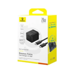 Bộ Củ Cáp Sạc Nhanh Kèm Cáp Baseus Palm Fast Charger 1C 20W US (with Baseus Mini White Cable USB-C to USB-C 60W (20V/3A) 1m)