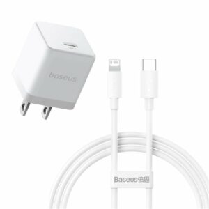Bộ Sạc Nhanh Kèm Cáp OS-Baseus Palm Fast Charger 1C 20W US (Baseus Ultra-Fast Fast Charging Data Cable TypeC to iP 20W 1m)