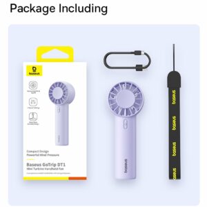 Quạt cầm tay Baseus GoTrip DT1 Mini – 1200mAh, gió mạnh 4m/s, 3 tốc độ, êm 39dB, quay 10000RPM, dùng 4h